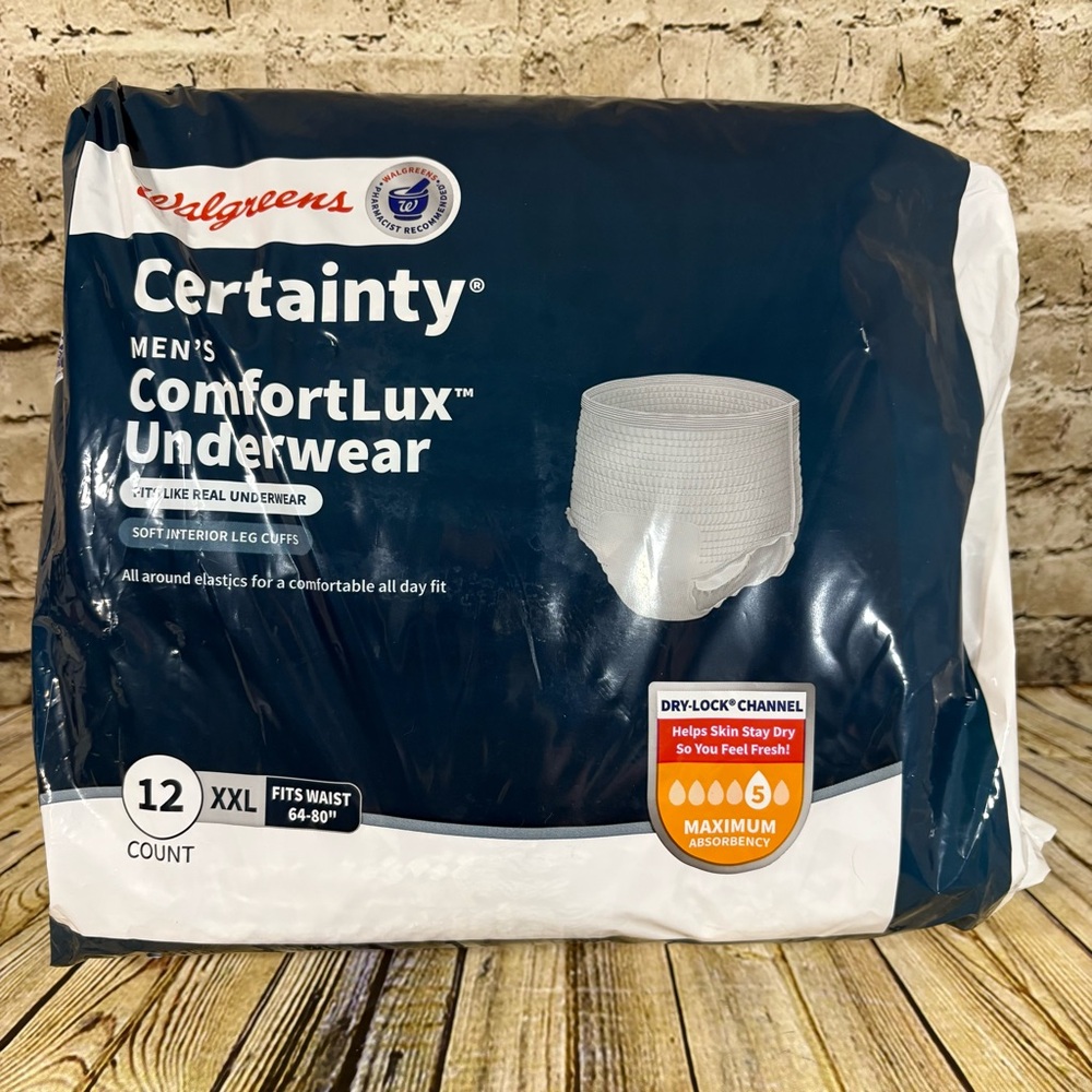Walgreens Certainty ComfortLux Underwear Men’s XXL 12 Count